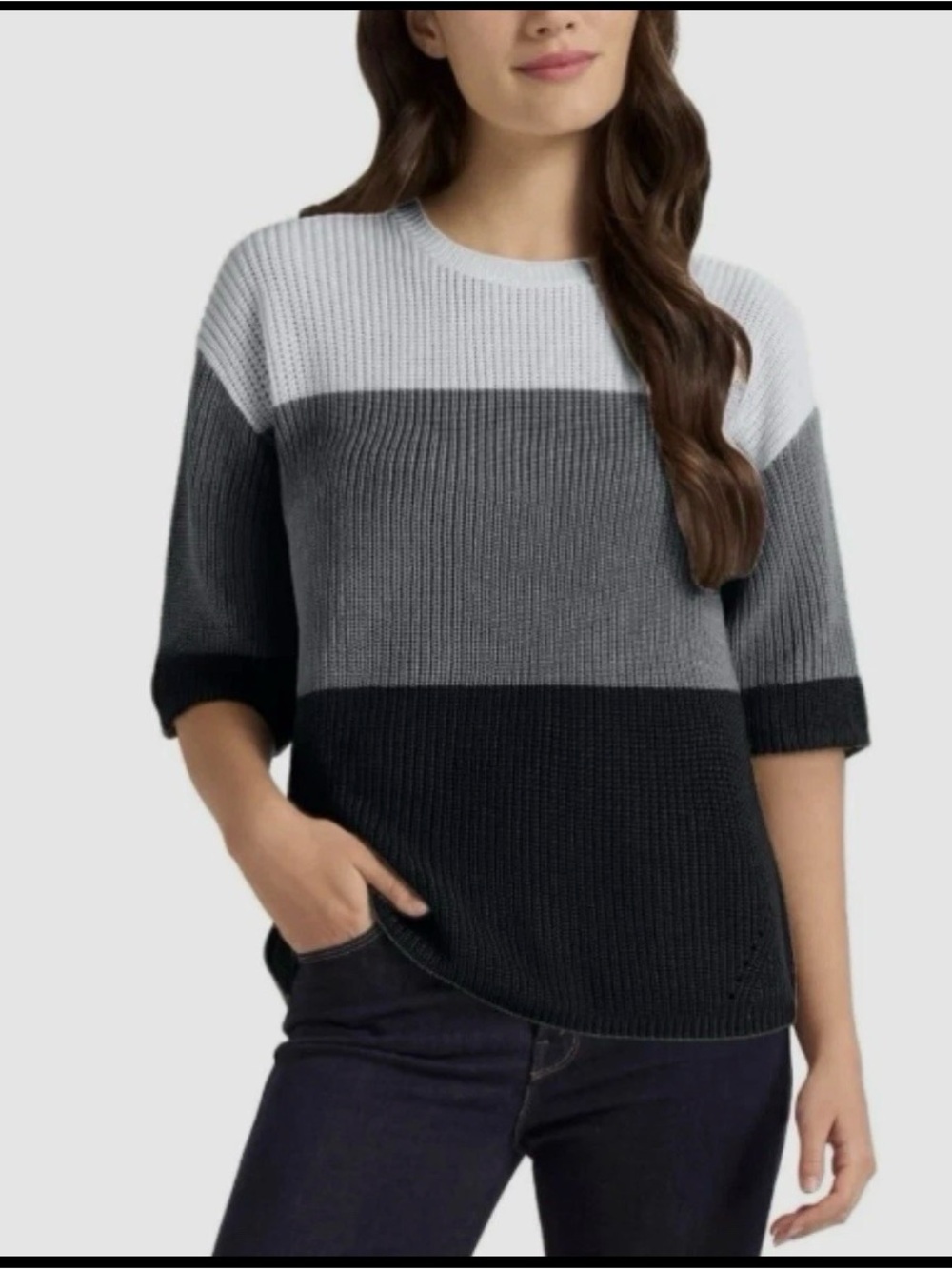Matty M BNWT Women's Colorblock Ribbed Knit Sweater - Gray/Black Size S
